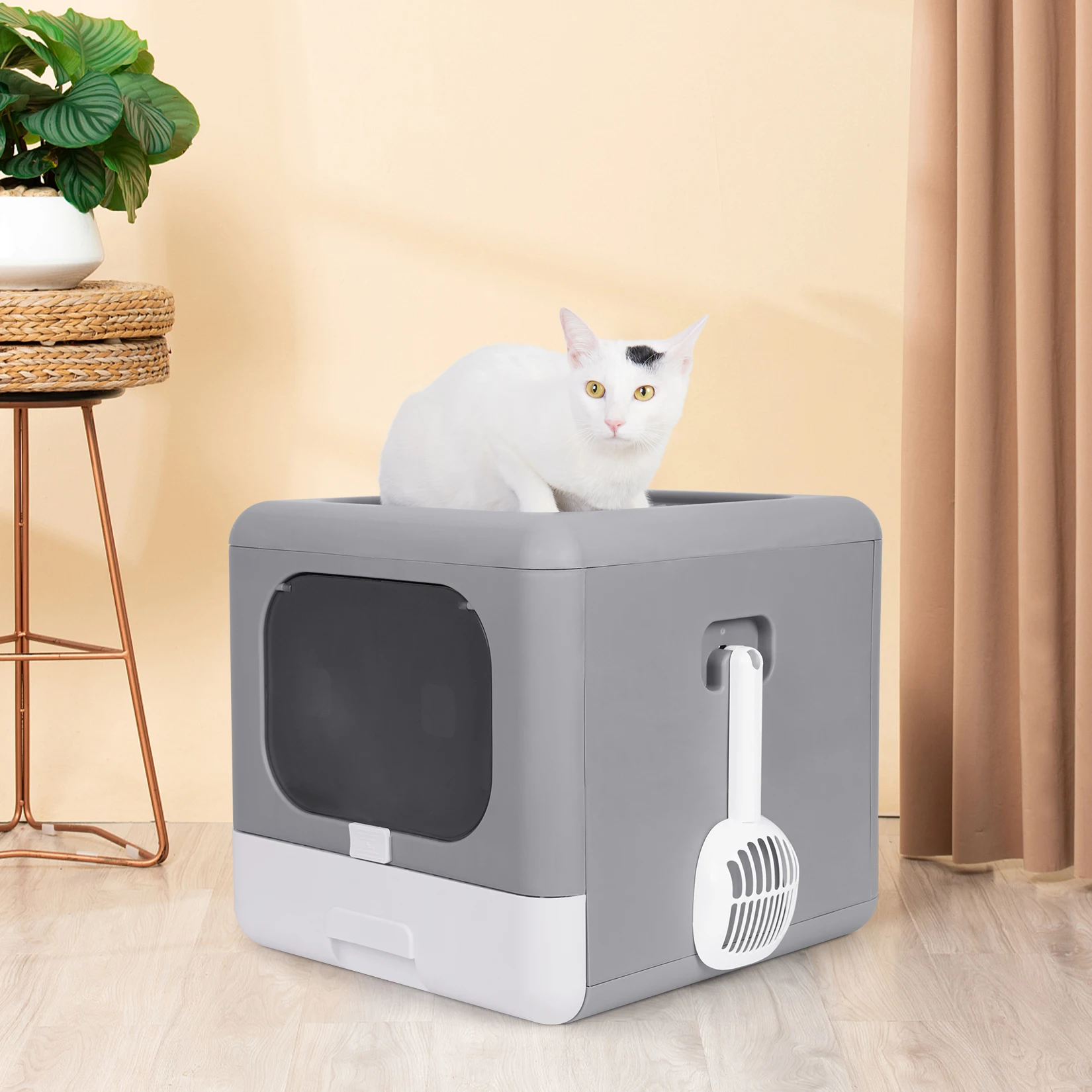 NEW Foldable Anti-Splash Pet Cat Litter Box Fully Enclosed Easy Clean Cat  Litter Pan Pet Toilet Bedpan Pet Accessories