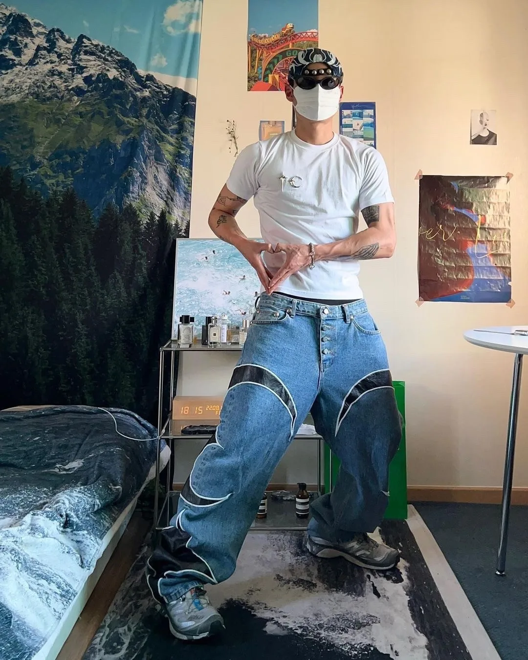 Vintage Mid Hop Wide Leg Baggy Botton Denim Fabric Jean Trousers Custom High Quality Fashion Casual Woven High Waist manufacture