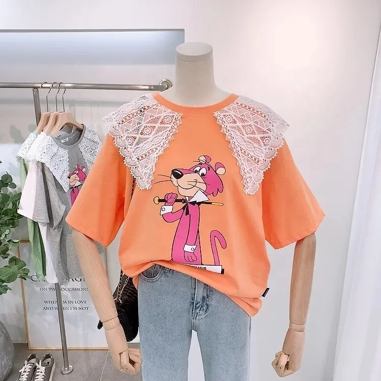 Summer 2024 new Women's 100% cotton fashion trend oversized printed women's T-shirt wholesale