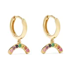 Huggie Hoop Gemnel Jewelry Arc-shaped Rainbow Round Huggie Hoop Earrings Woman