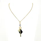14k Pendant Jewelry 14K Gold Plated Black Rhomb Pendant Necklace Exquisite Gift Jewelry