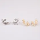 Gold Plated Earring Fashional Jewelry Copper Gold Plated Feather Stud Earring Full Crytal Stone