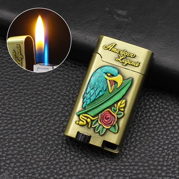 GH195-C     Dual Fire Switchable Lighter Metal Windproof Inflatable Cigarette Lighter Wholesale