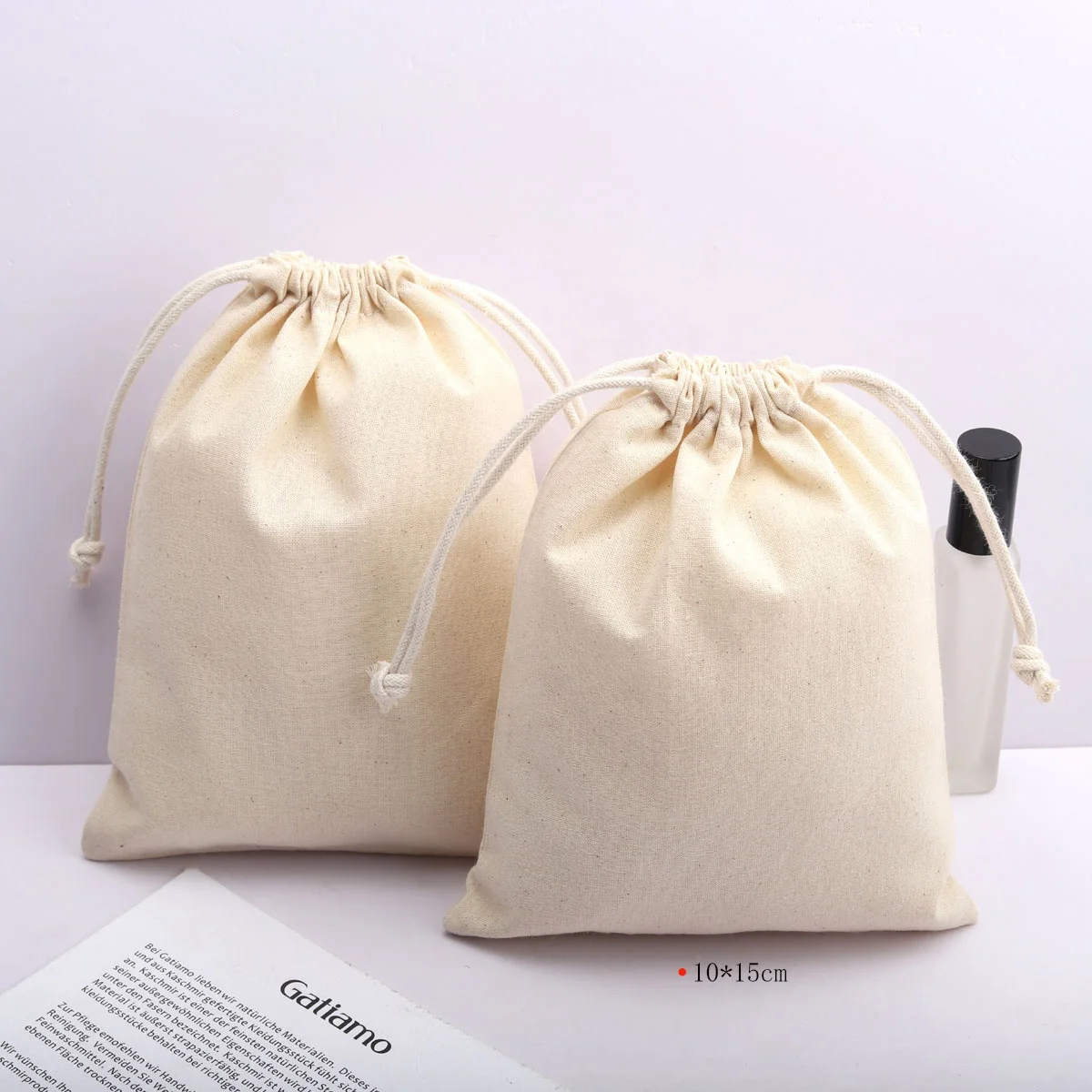 Eco-Friendly Natural Organic Cotton Drawstring Coffee Bean Storage Pouch High Quality Muslin Christmas Gift Packing Dust Bag