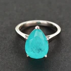 Ring 925 Sterling Silver Green Stone Paraiba Ring Pear Cut Alexandrite Jewelry Ring