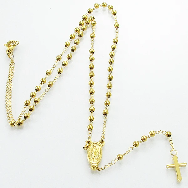 gold plated rosary necklace