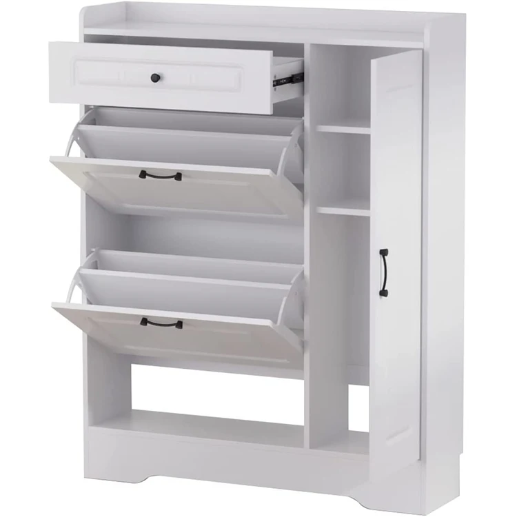 Narrow flip minimalist ultra-thin shoe cabinet tipper rack cabinet metal hinge