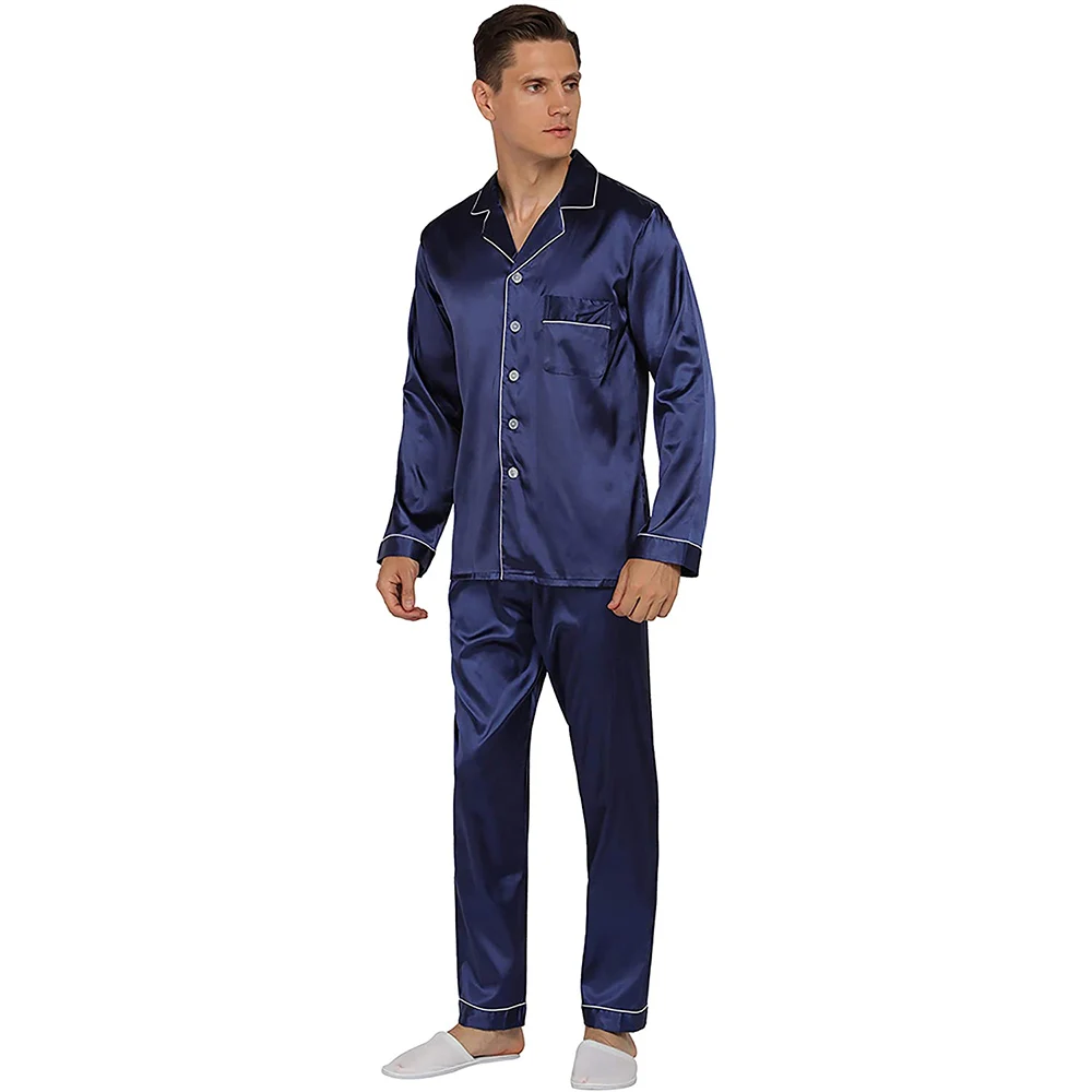 mens polyester satin pajamas