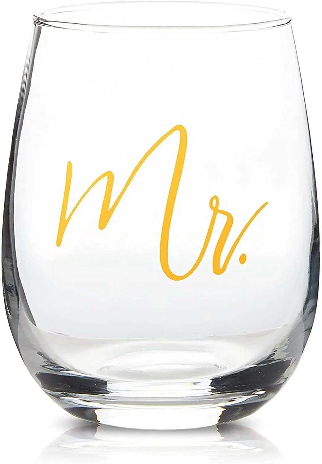 Customization Mr. and Mrs. Stemless Wine Glasses Approximate 16-Ounce Capacity