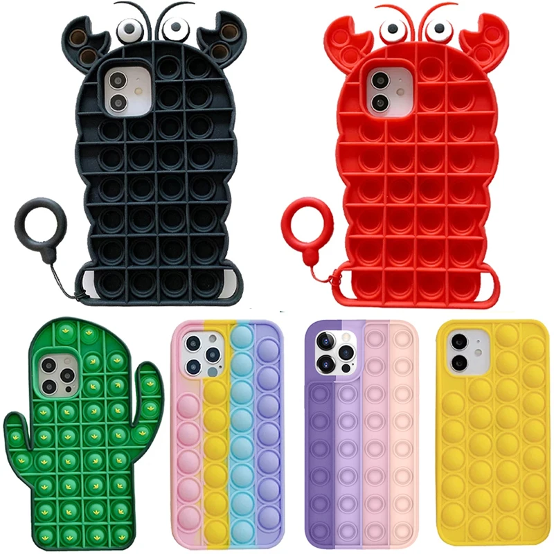 Capa de Celular IPhone com Fidget Toy Pop It!