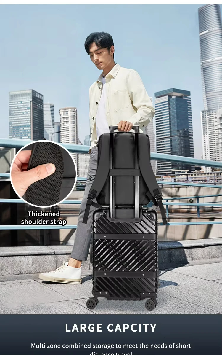 USB Charger Mobile Power Bank Large Capacity Business Travel Laptop Backpack Flat Back Bag