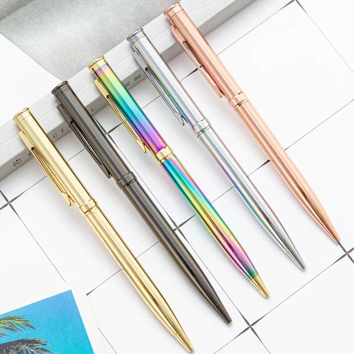 Wholesale custom Ball Point Pen Rubber Rose Gold Ballpoint pen Advertising Personalized Metal