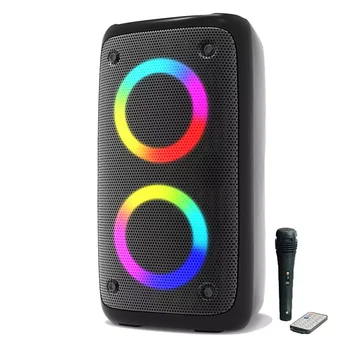 High Quality Dual 4-inch Usa Bt Mobile Sound Bar Wireless Speaker Outdoor Karaoke Trolley Rgb Light Wireless Bluetooth Speaker