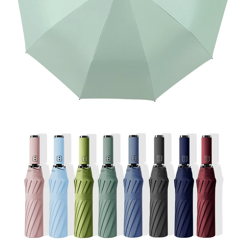 WHY33 Automatic Open Close Reverse LED Umbrellawith reflective strip 3-folding Business Reverse  Umbrella With Light