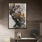 Modern Posters Canvas Art African Women Lady Portrait Gold Foil Wall Art Home Designs Framed Picture Stretched Canvas