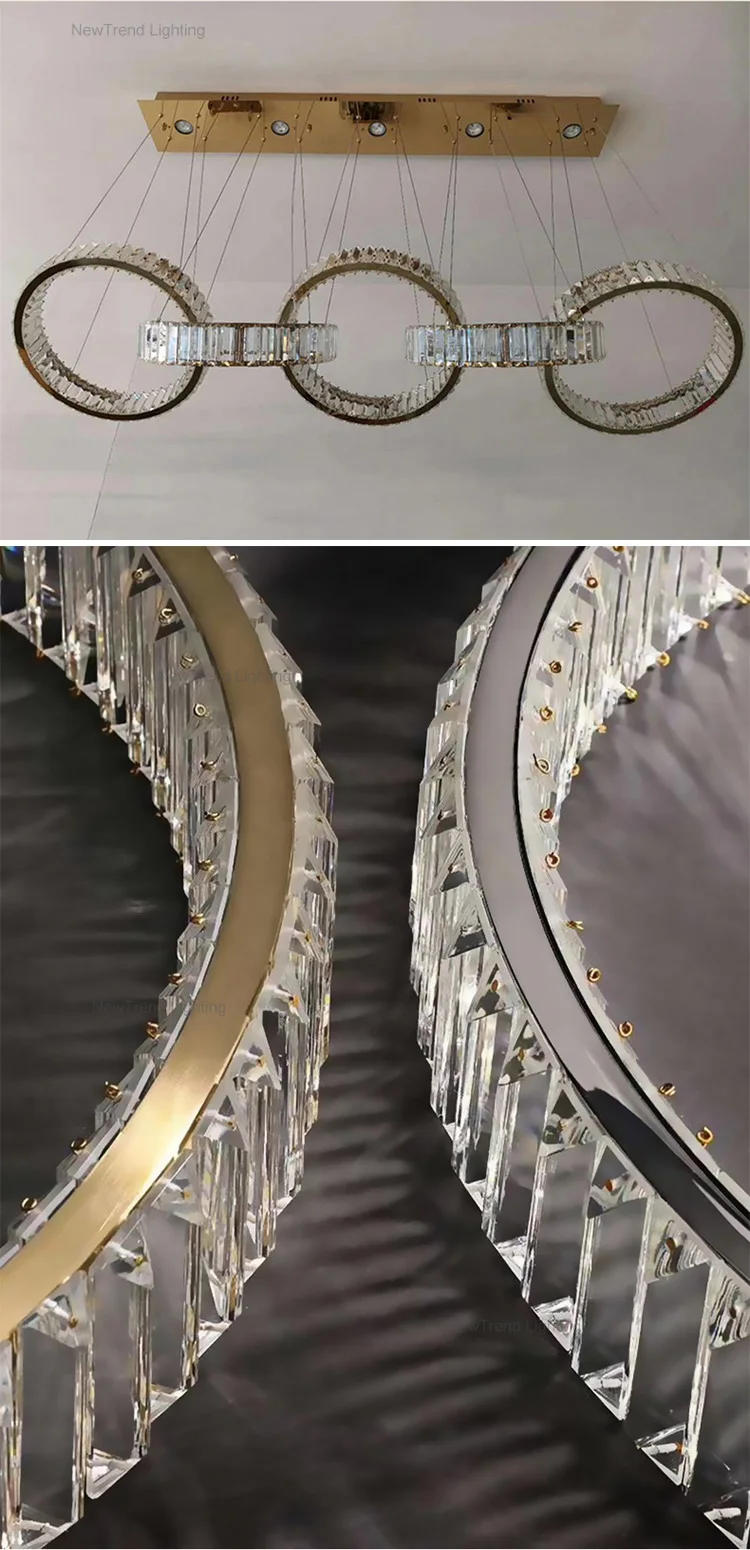 CPL-138 New Design Indoor Decoration LED Lighting Hotel Villa Mall Staircase Luxury Custom Ring Crystal Chandelier factory