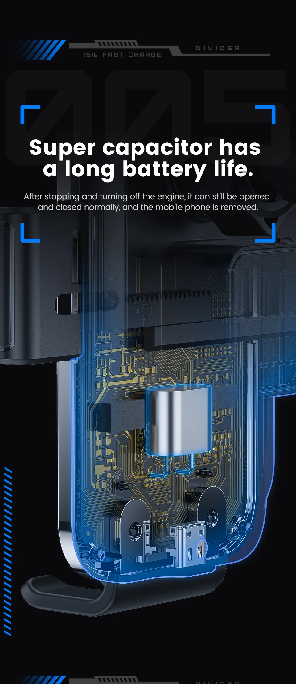 Transparent 15w Fast Charging Driving Navigation Charging Three In One