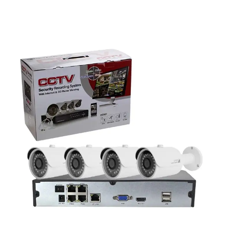 Customized 4CH 2MP Wired IP Surveillance Camera System with 1080P Resolution IP66 Waterproof and 30m IR Distance