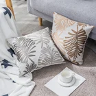 Linen Green Leaves Decorative Square Pillowcases Cotton Linen Cushion Cover 18 X 18 Inch