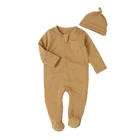 Baby Baby Rompers Zipper Footie Romper Hat Set Boy's Girl's Unisex Organic Baby Bodysuit