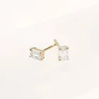 Brass Earrings Brassbrassearringsbrass Gemnel Custom Jewelry Brass 18k Gold Plated Baguette Diamond Mini Stud Earrings