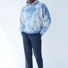Tie Dye MISSM Adjustable Drawstring Hoody Casual Tie - Dye Blue Tan Crystal Wash Hoodie Custom Man