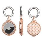 Copper Metal Case Tracker Bling Bling Diamond Rhinestone With Keychain For Airtag Case Protective Cover
