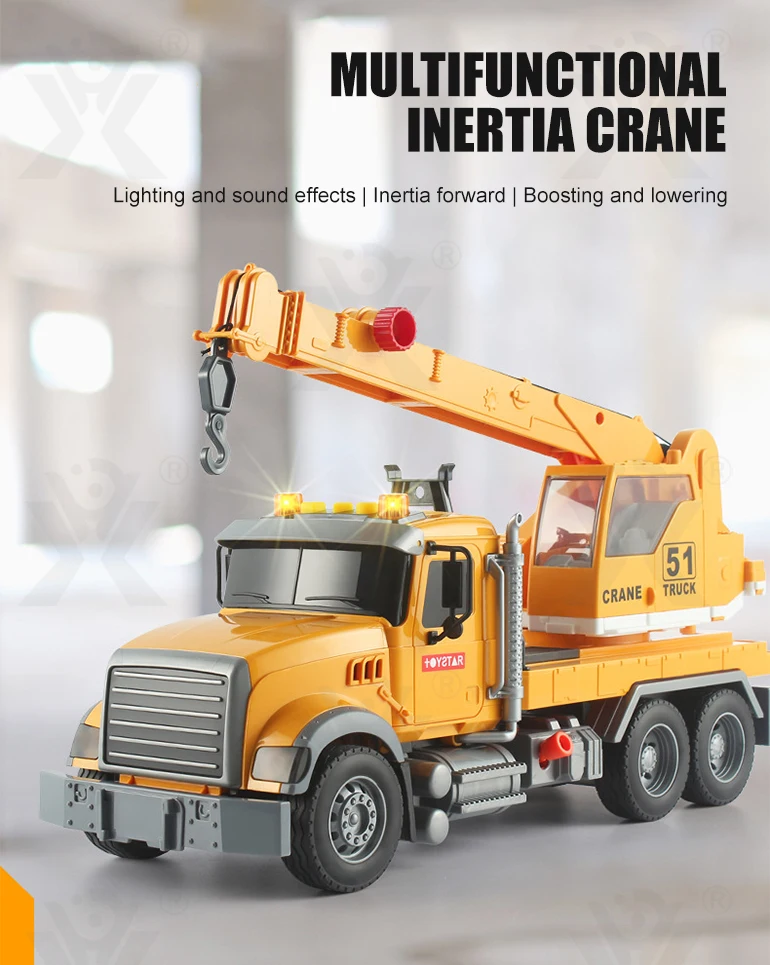 Chengji friction engineering vehicle construction series crane toys sound light inertial engineering truck crane toy for kid