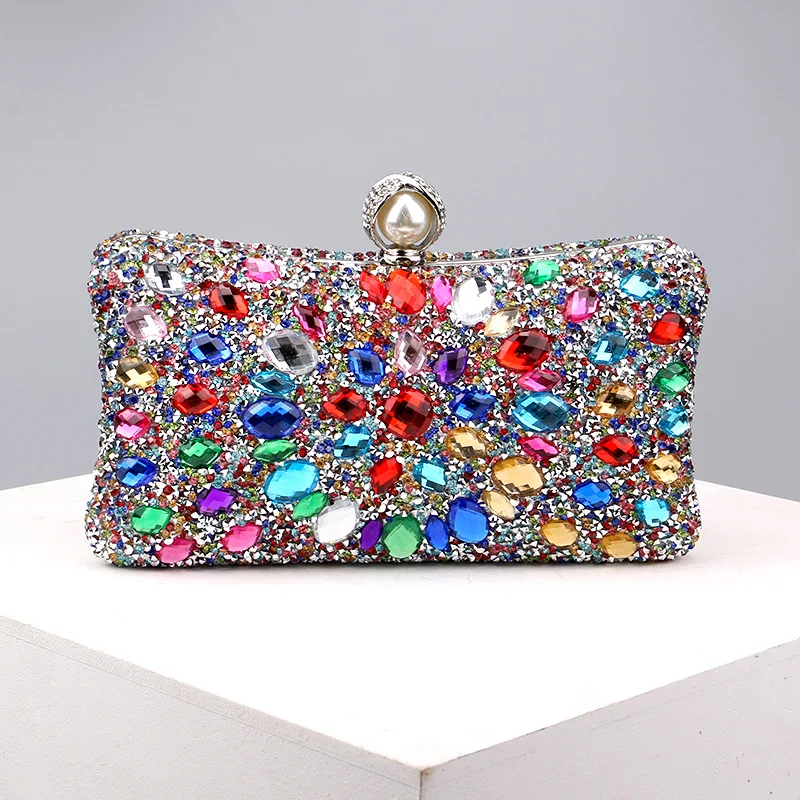 Amiqi MRY66 Elegant rhinestone diamond purses handbag green female ladies crystal clutch bag