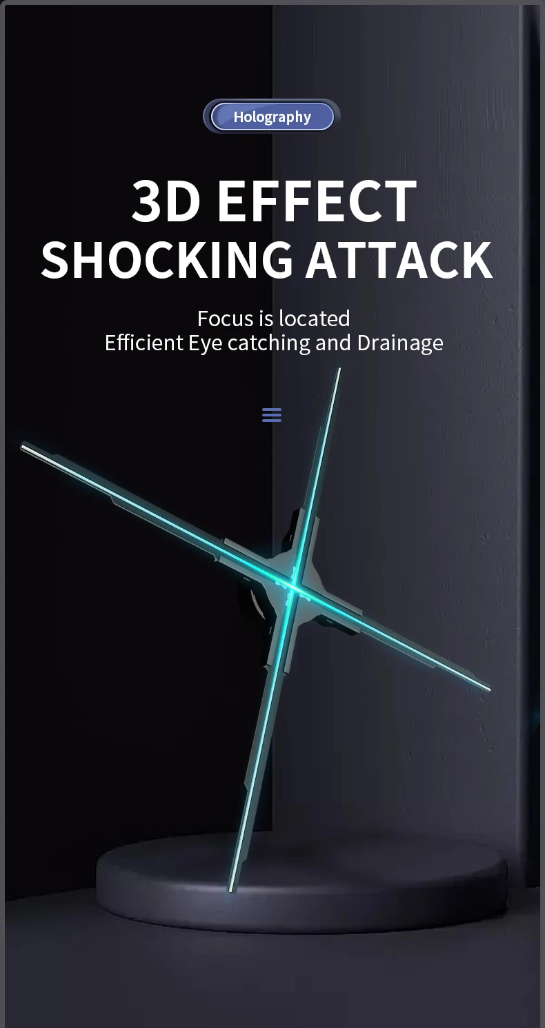 Mobile App Control 60cm Holographic Fan 3d Hologram Projector HD Good Advertising Animation Wall 3D Hologram Fan - Image 2