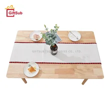 Wholesale Sublimated Nordic Flower Table Runner Cloth Plaid Cotton Linen Round Corner Table Runners for Christmas Wedding Decor