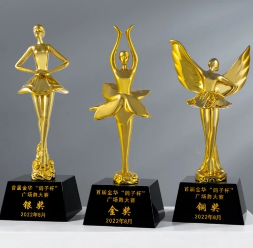 product jy wholesale customizable logo gold plating resin dancing girl dancer trophy awards souvenir with gift box-7