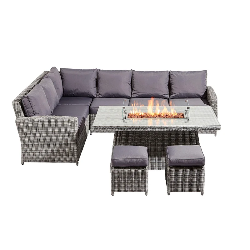 corner rattan grey