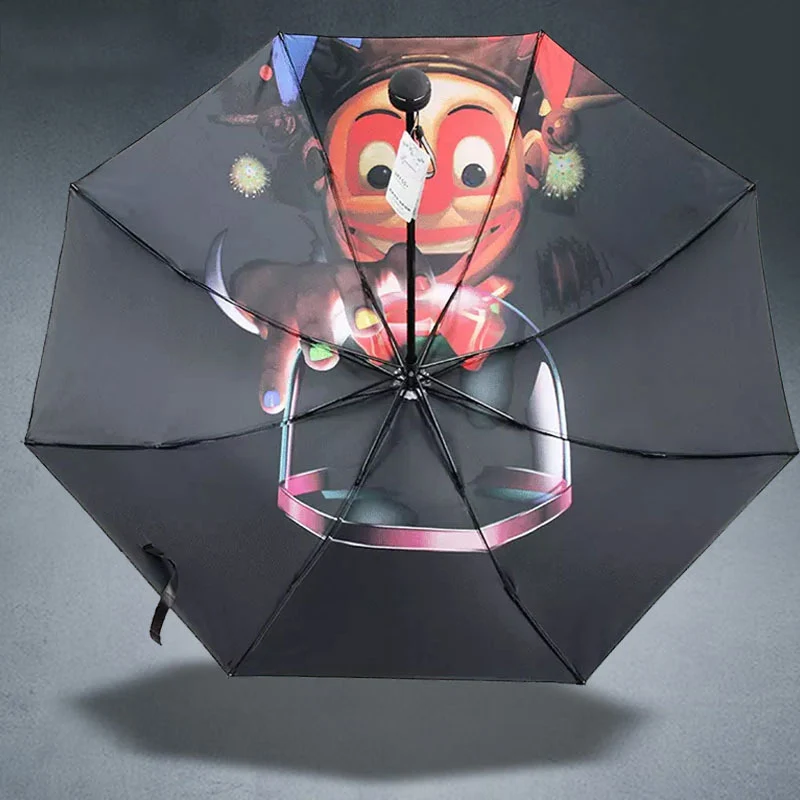 DD1211  Portable Big Inner Full Print Umbrellas UV Protect Sun Block Rain ultraviolet-proof Vinyl Parasol 3 Folding Umbrella