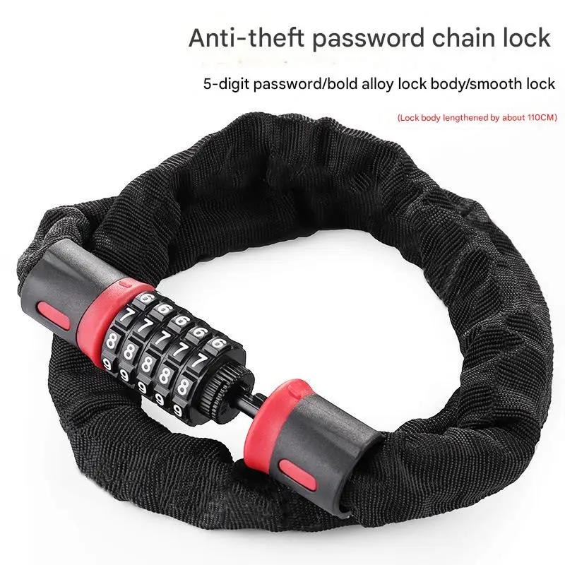 Portable Password-Lock Chain Accessory for Electric Battery Bicycles and Motorcycles Convenient Anti-Theft Accessory