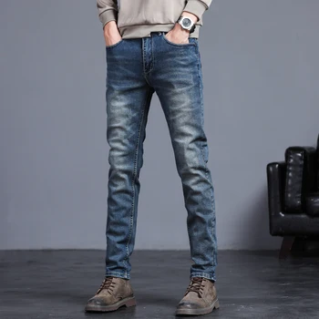 Factory supplier wholesale new brand casual print embroidery Designer Loose stretch blue stretch plus size men's jeans