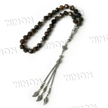 10mm x 33beads Tasbih Natural Brown Tiger's Eye Stone 33 45 66 99 Prayer Bead Islamic Fashion Jewelry Muslim Rosary Bead