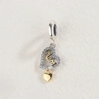 Silver Charm Charmssilver China Factory 925 Silver Gold MOM Heart Charm With Sparkle Shinestone