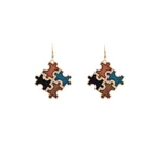 Earrings 2021 Wholesale Gentle Retro Style Pendant Geometric Pattern Irregular Wooden Alloy Earrings