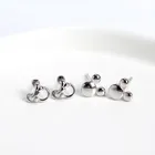 Earring PONEES Hot Sale Custom 925 Sterling Silver Cute Mickey Stud Earring For Women Jewelry