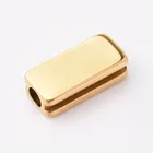 Silver Beads Custom Engrave Logo Silver Rose Gold Black Rectangle Square Metal Spacer Slider Beads
