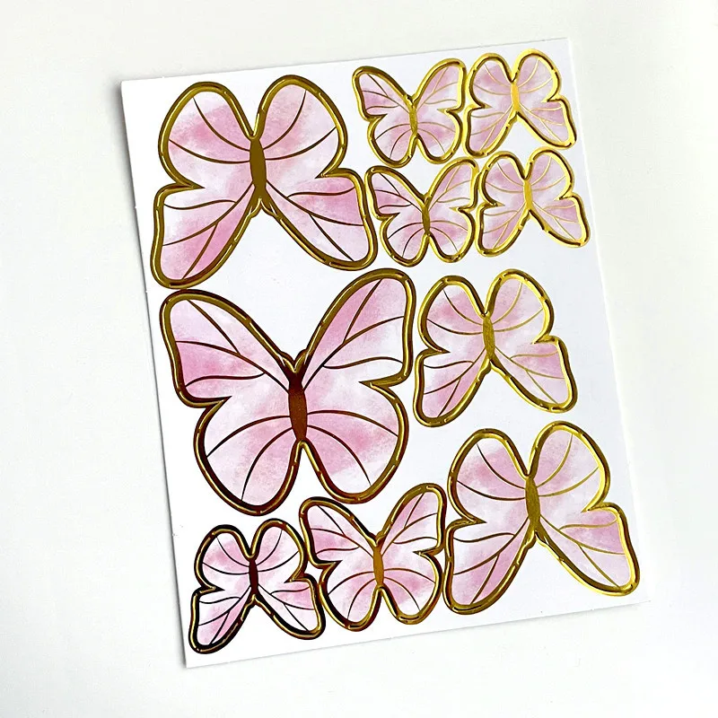 Hot sale 10pcs purple pink Butterfly Cupcake Toppers Happy Birthday Topper birthday wedding Party Decorations Cake Toppers