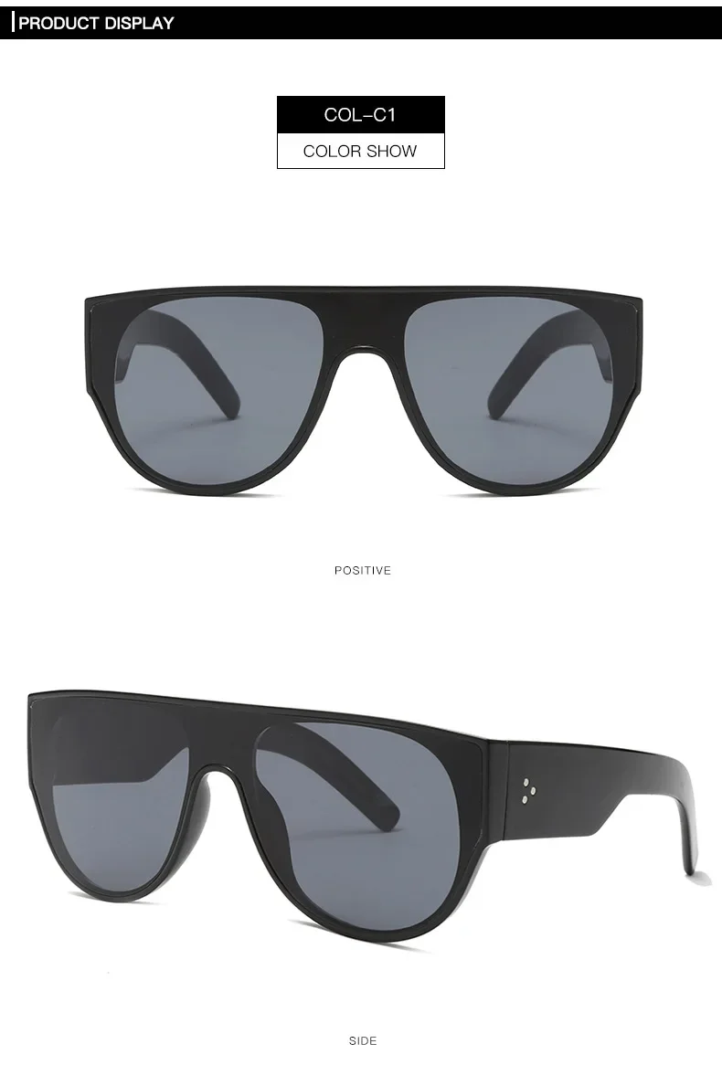 thumbnail image 2 of Oversized Square Flat Top Sunglasses For Women – Big Luxury Look UV400 Black Gradient 2 of 5