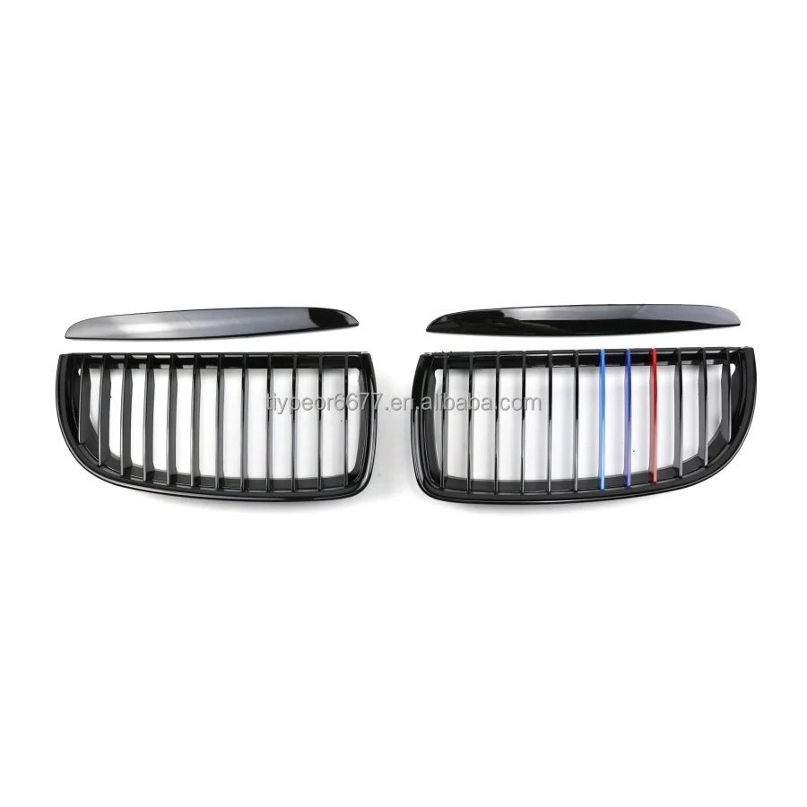 product tiypeor three color front hood kidney grill single slat car grille for bmw e90 e91 3 series 2005 2006 2007 2008 gloss black-6