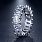Engagement Jewelry Bling Bling Ring Engagement Wedding Baguette Zircon Silver Diamond Ring