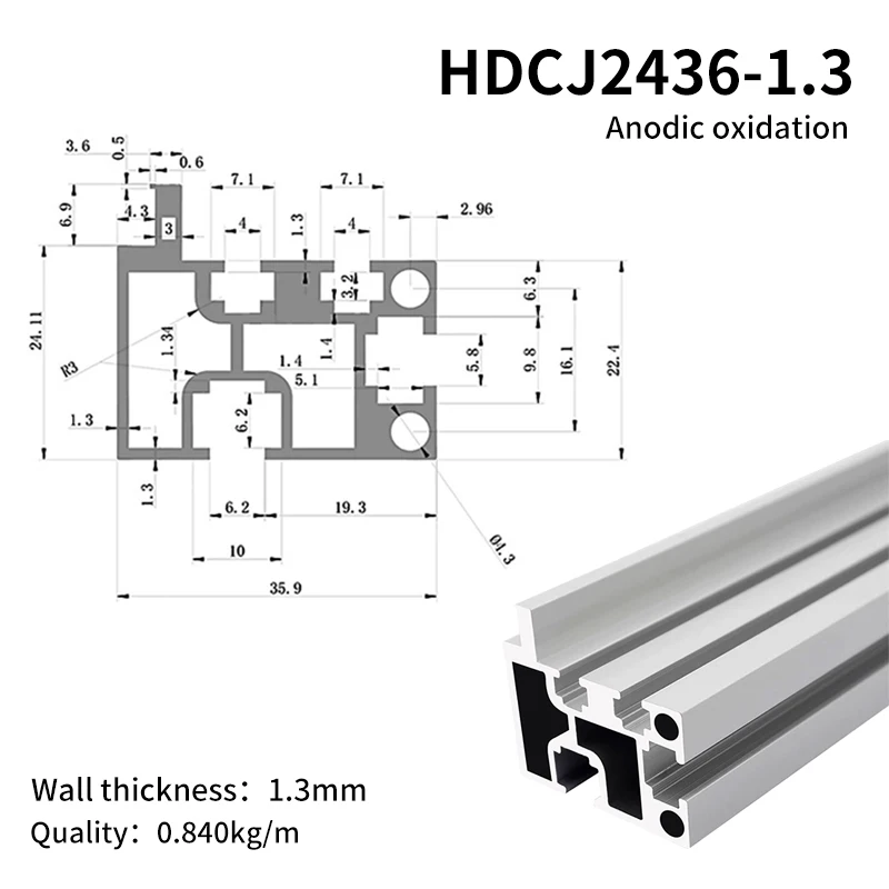 SMT Standard Conveyor Belt Aluminum Profile 2436 Connection Table Guide Rail Flat Belt Guide Rail Aluminum details