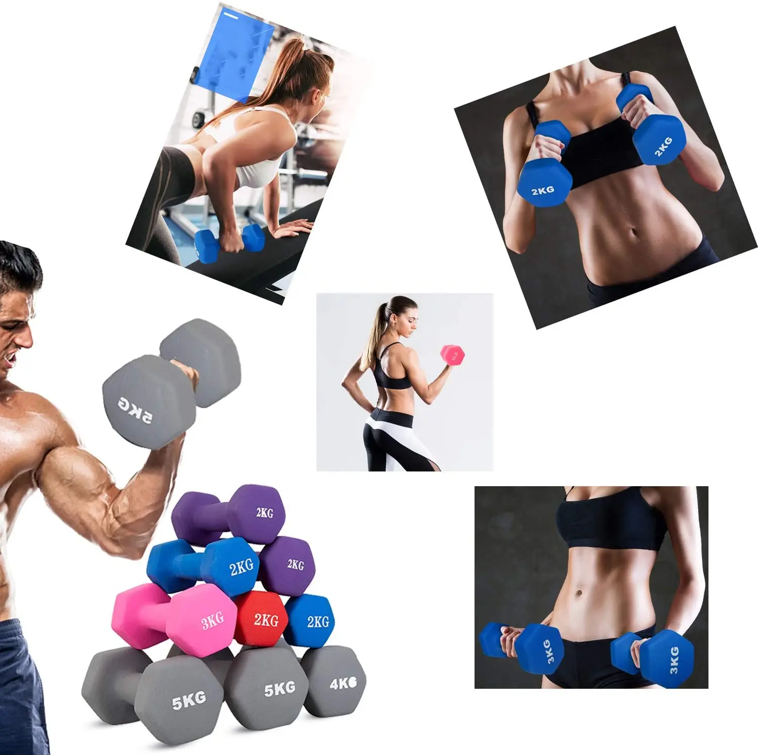 Fitness Muscle Training Gym Dumbbell Set Non Slip 1-5KG 4