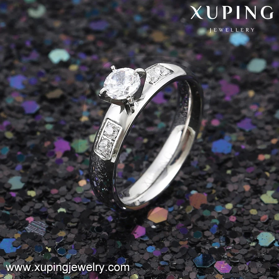 13999 xuping elegant Simple Engagement Moissanite ring Stainless Steel Jewelry diamond wedding rings
