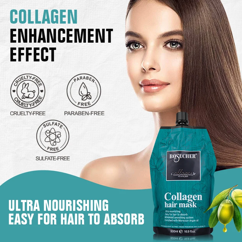 Bosecher Mask OEM ODM Hair Care Set Repair Curly Natural  Argan Oil Treatment Collagen Keratin Nourishing Hair Mask