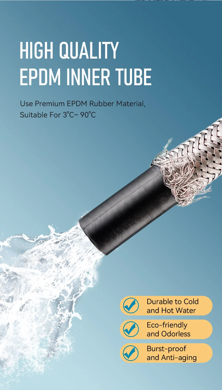 FANSKI Modern Design Style Stainless Steel Braided Flexible Kitchen Faucet Hose for Water Plumbing System factory